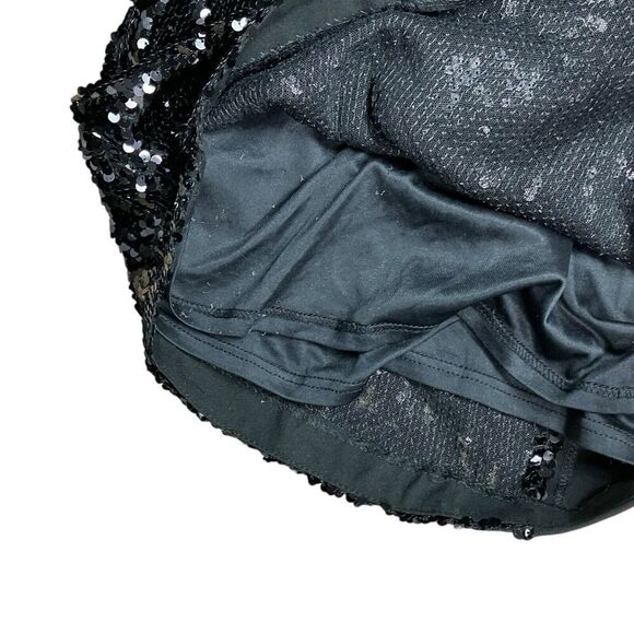 Zara Dress‎ WMNS M Black Sequin Mini Long Sleeve Asymmetric Avant Party Club - Picture 12 of 13